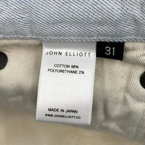 John Elliott Blue Light Wash Distressed Slim JeansSize 31